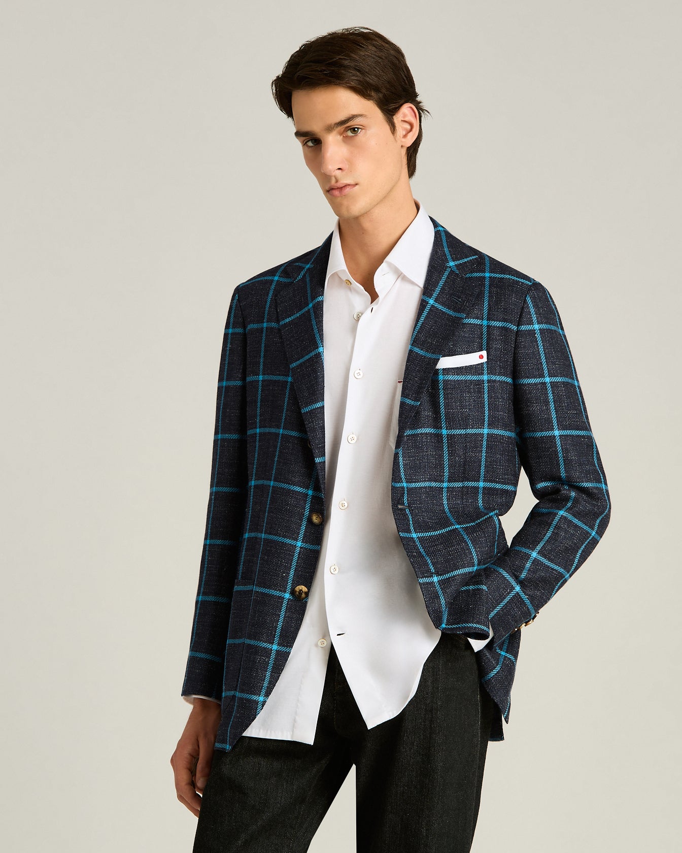 CASHMERE, WOOL, SILK AND LINEN BLEND SINGLE-BREASTED JACKET