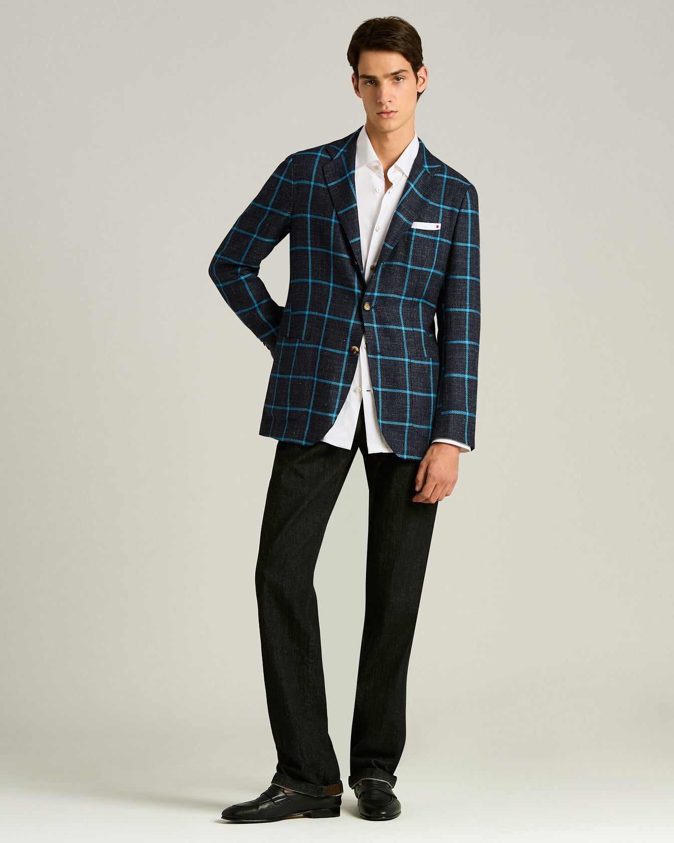 CASHMERE, WOOL, SILK AND LINEN BLEND SINGLE-BREASTED JACKET