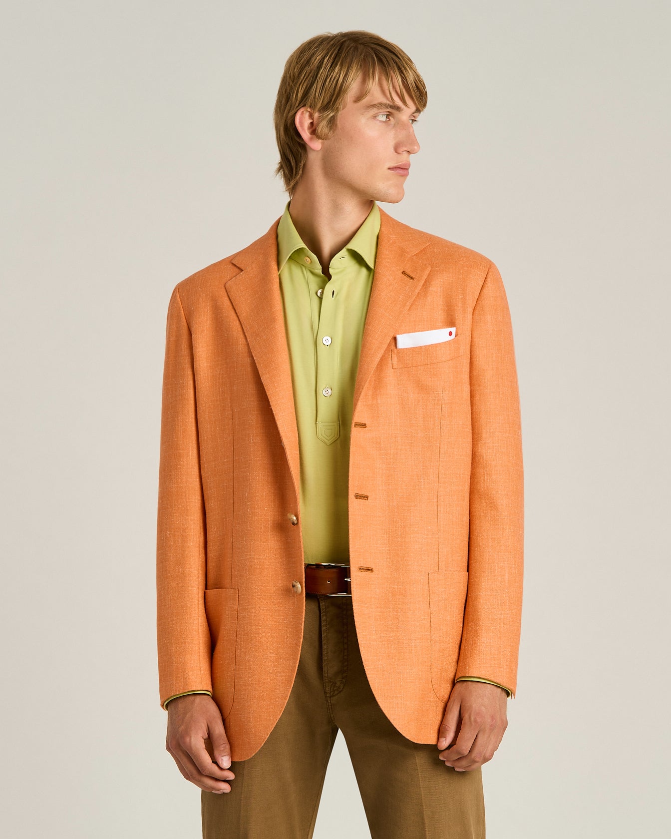 CASHMERE, WOOL, SILK AND LINEN BLEND SINGLE-BREASTED JACKET