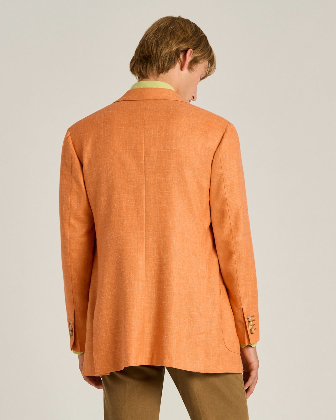 Men's orange cashmere single-breasted jacket | Kiton
