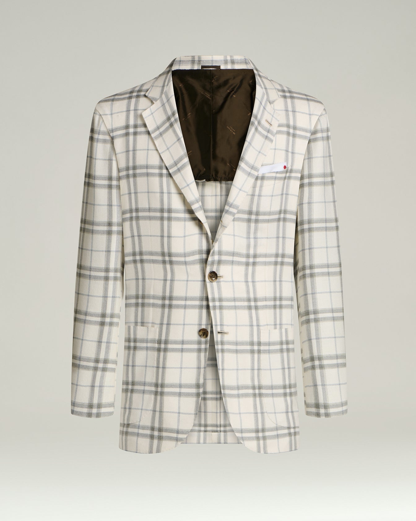 CASHMERE, SILK AND LINEN TAILORED CHECKED JACKET