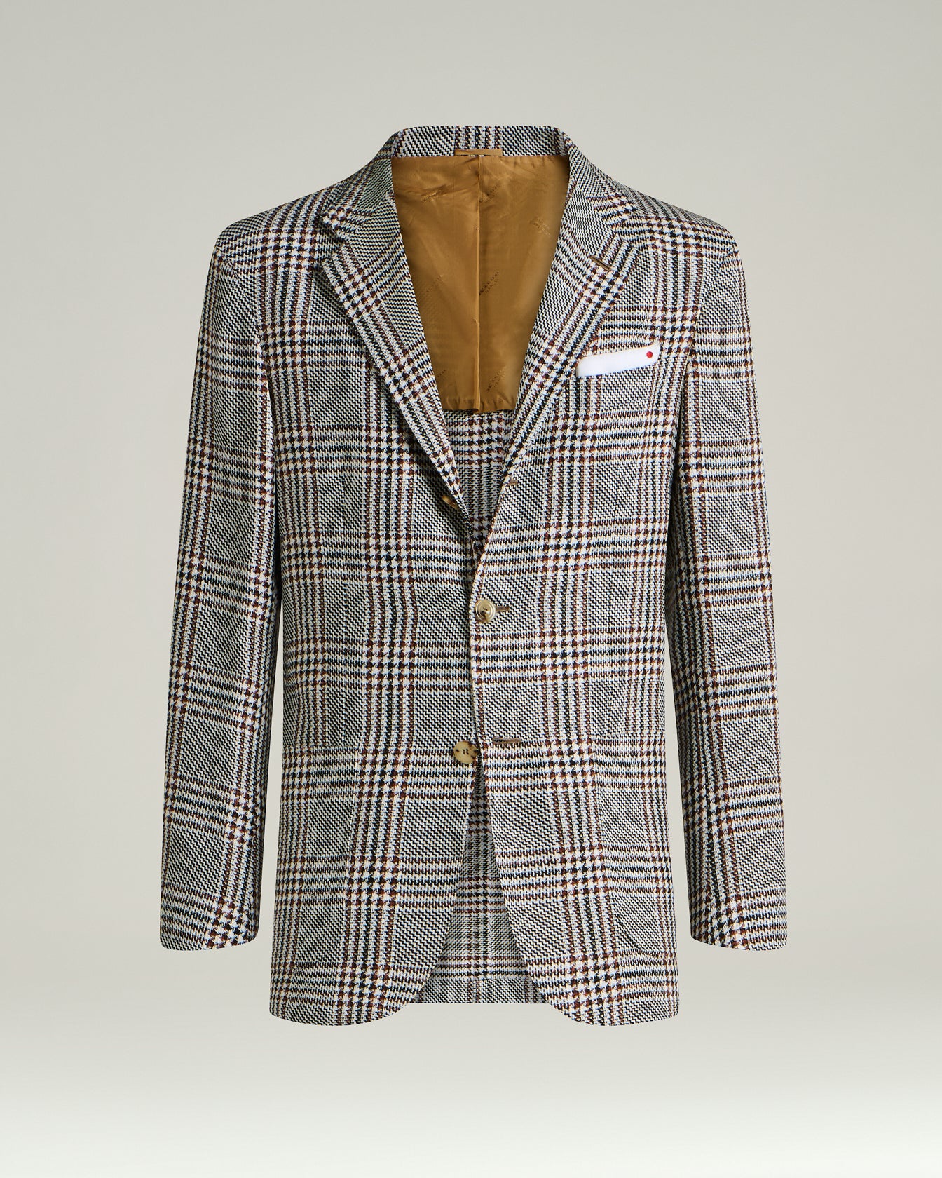 CASHMERE AND LINEN TAILORED CHECKED JACKET