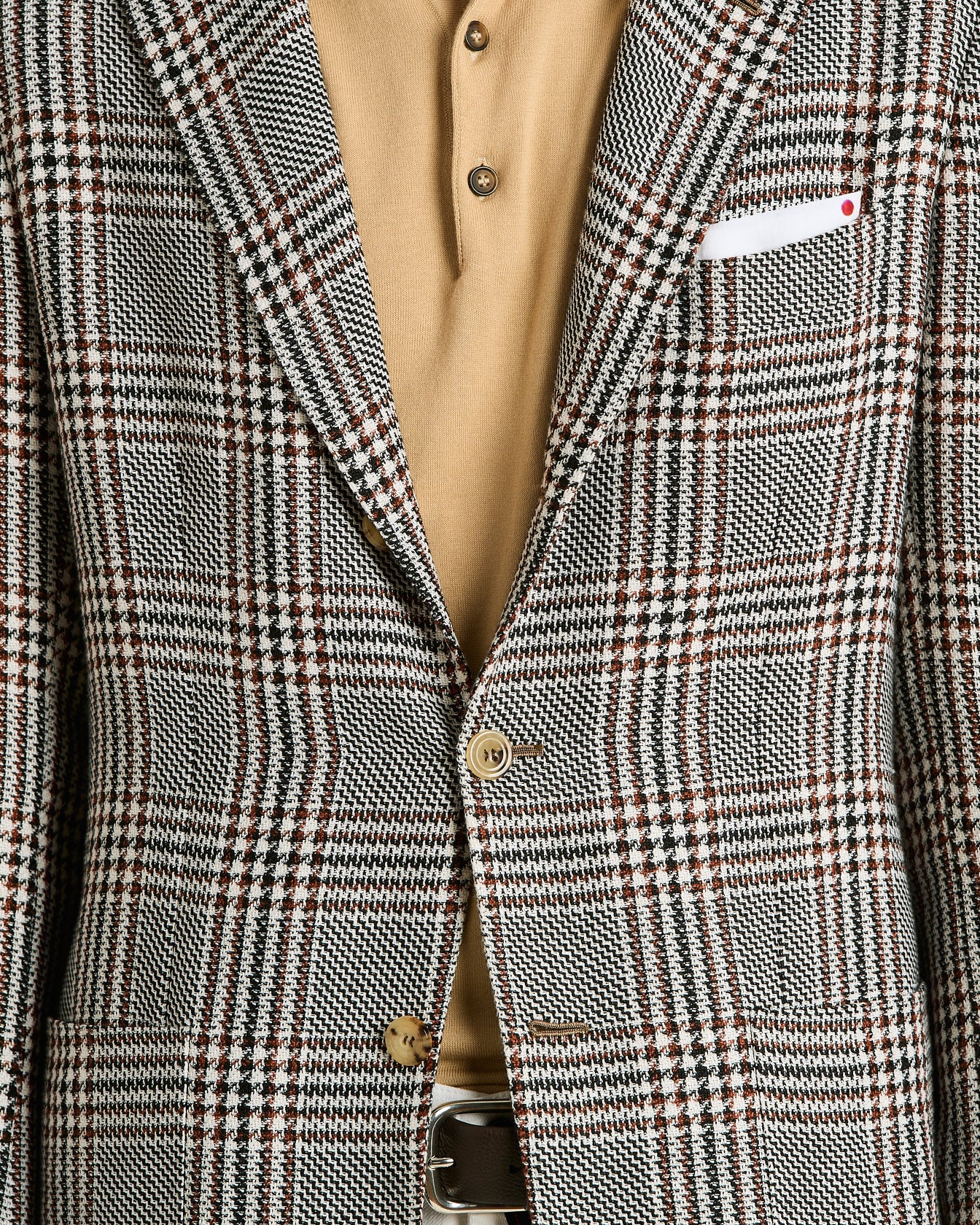 CASHMERE AND LINEN TAILORED CHECKED JACKET