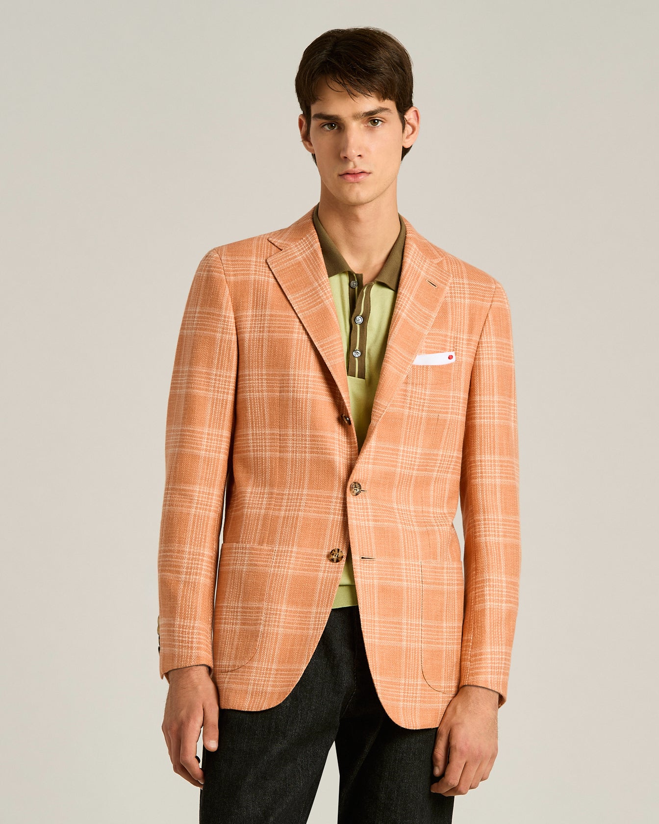SILK, COTTON AND CASHMERE BLEND SINGLE-BREASTED JACKET