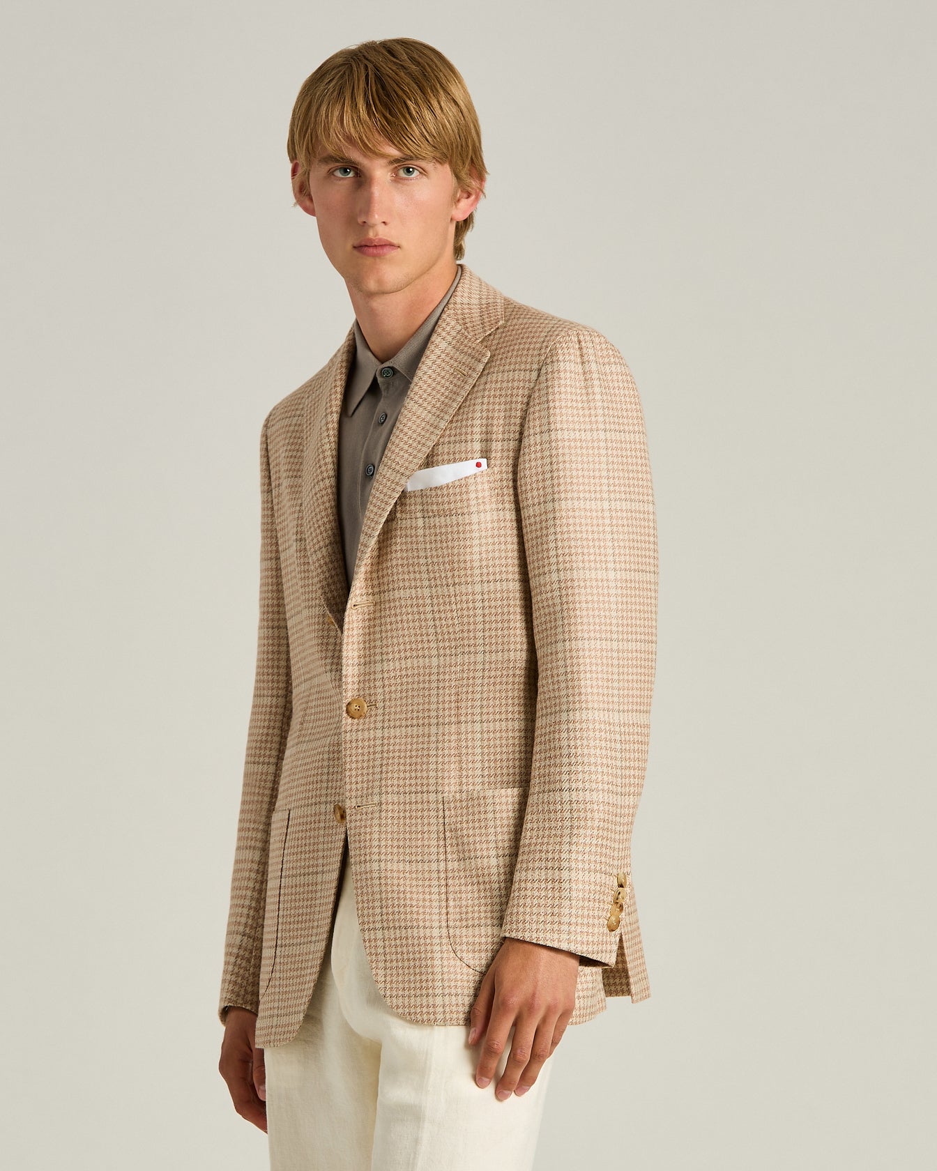 WOOL, CASHMERE, SILK AND LINEN BLEND SINGLE-BREASTED JACKET