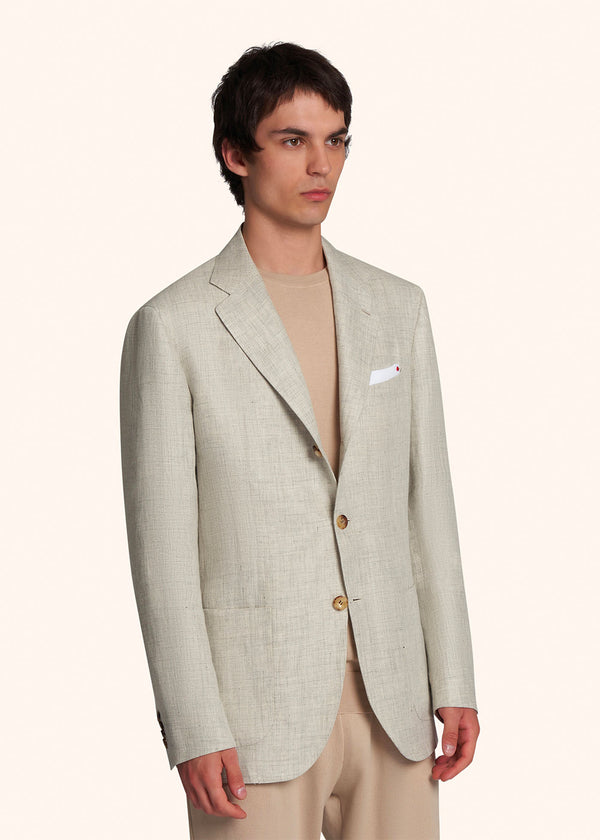 Kiton beige jacket for man, in linen 2