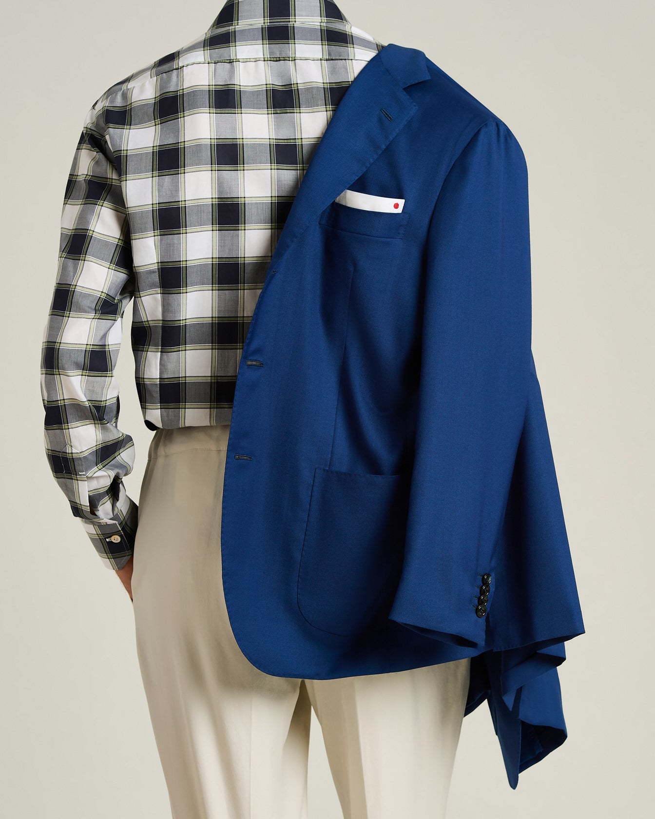 Cashmere Single-Breasted Jacket Blue in Cashmere with Cupro Lining4