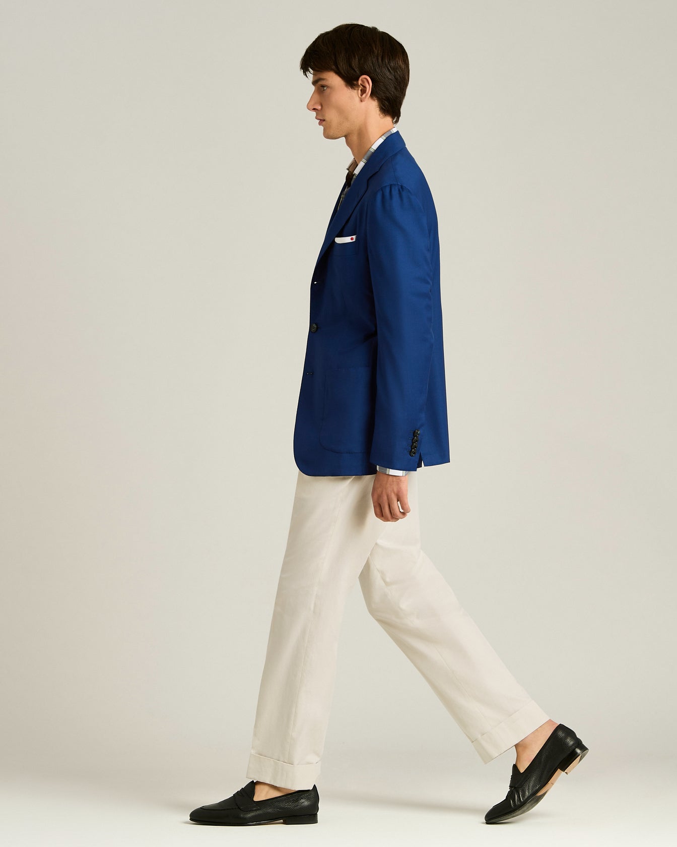 Cashmere Single-Breasted Jacket Blue in Cashmere with Cupro Lining5