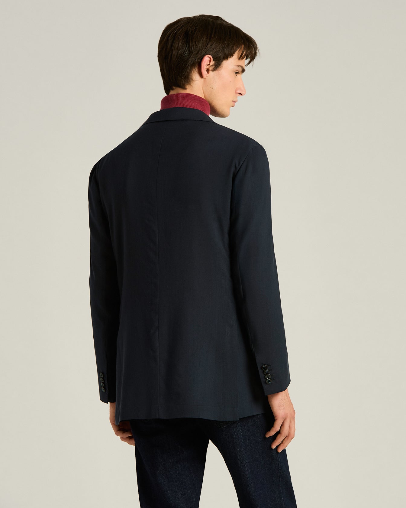 CASHMERE SINGLE-BREASTED JACKET IN NAVY BLUE