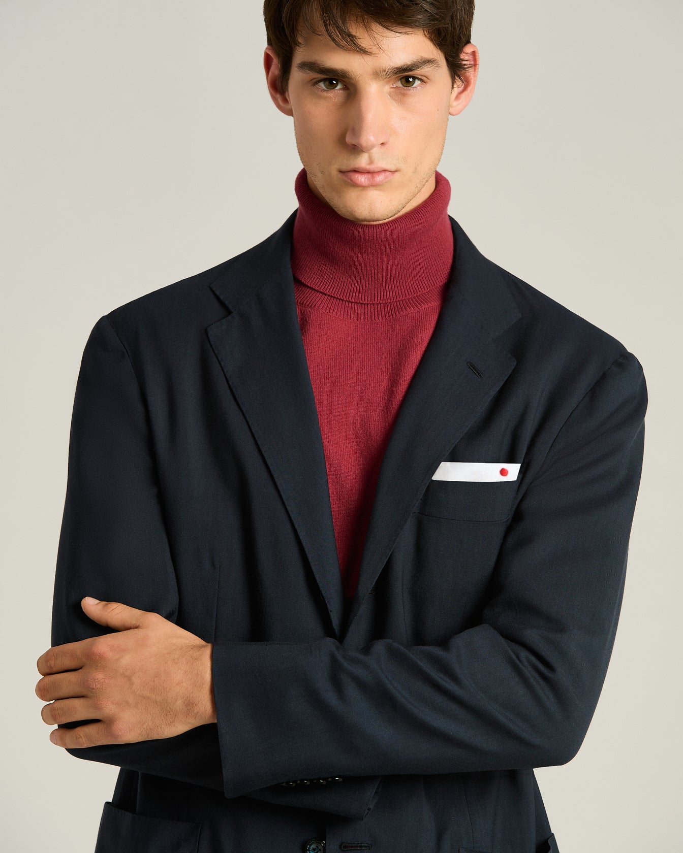 CASHMERE SINGLE-BREASTED JACKET IN NAVY BLUE