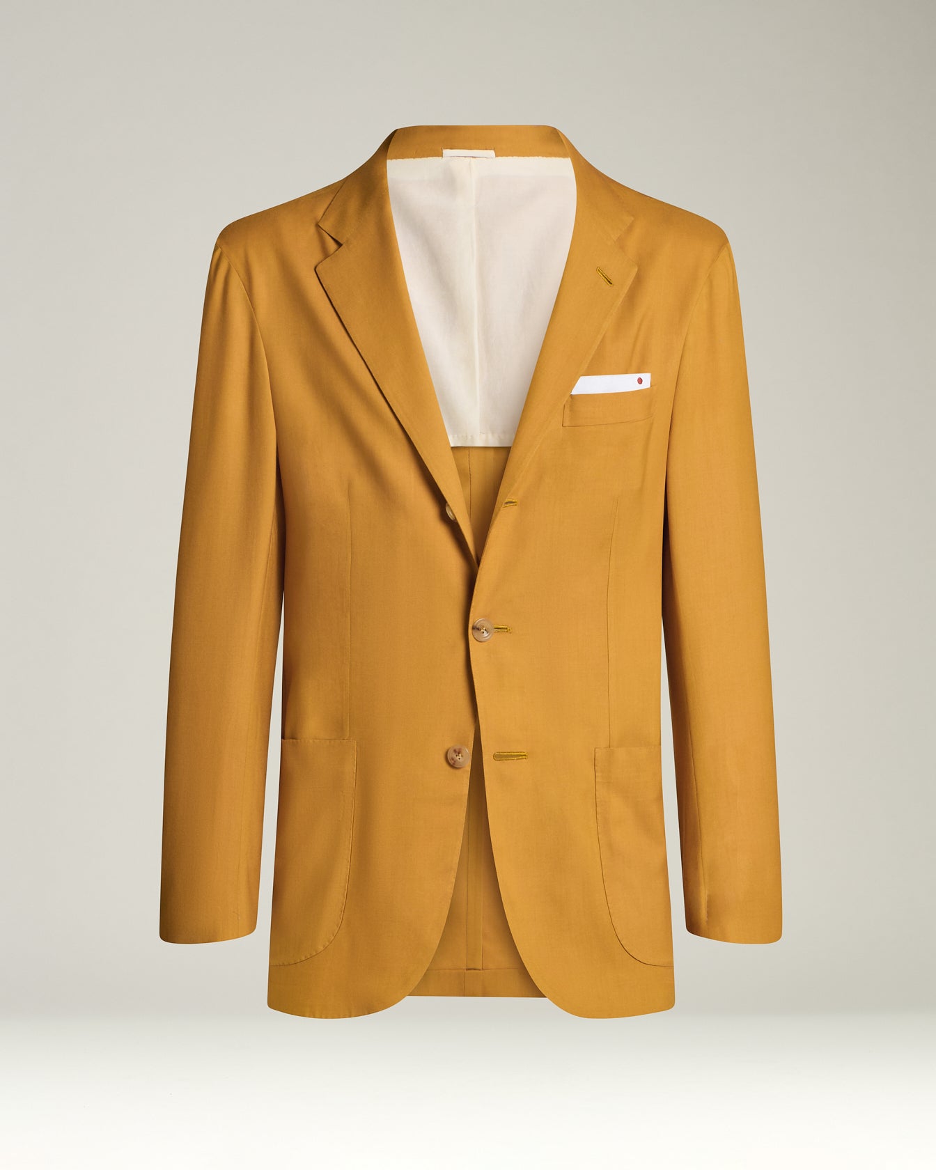 CASHMERE SINGLE-BREASTED JACKET IN MUSTARD YELLOW
