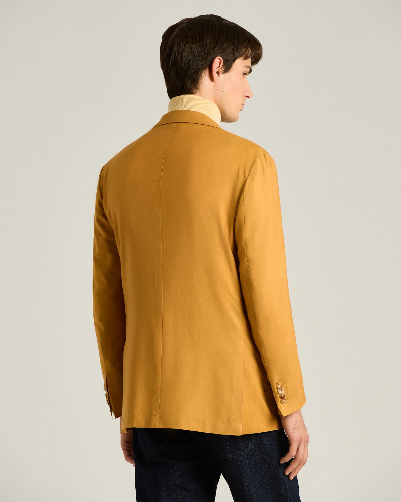 CASHMERE SINGLE-BREASTED JACKET IN MUSTARD YELLOW