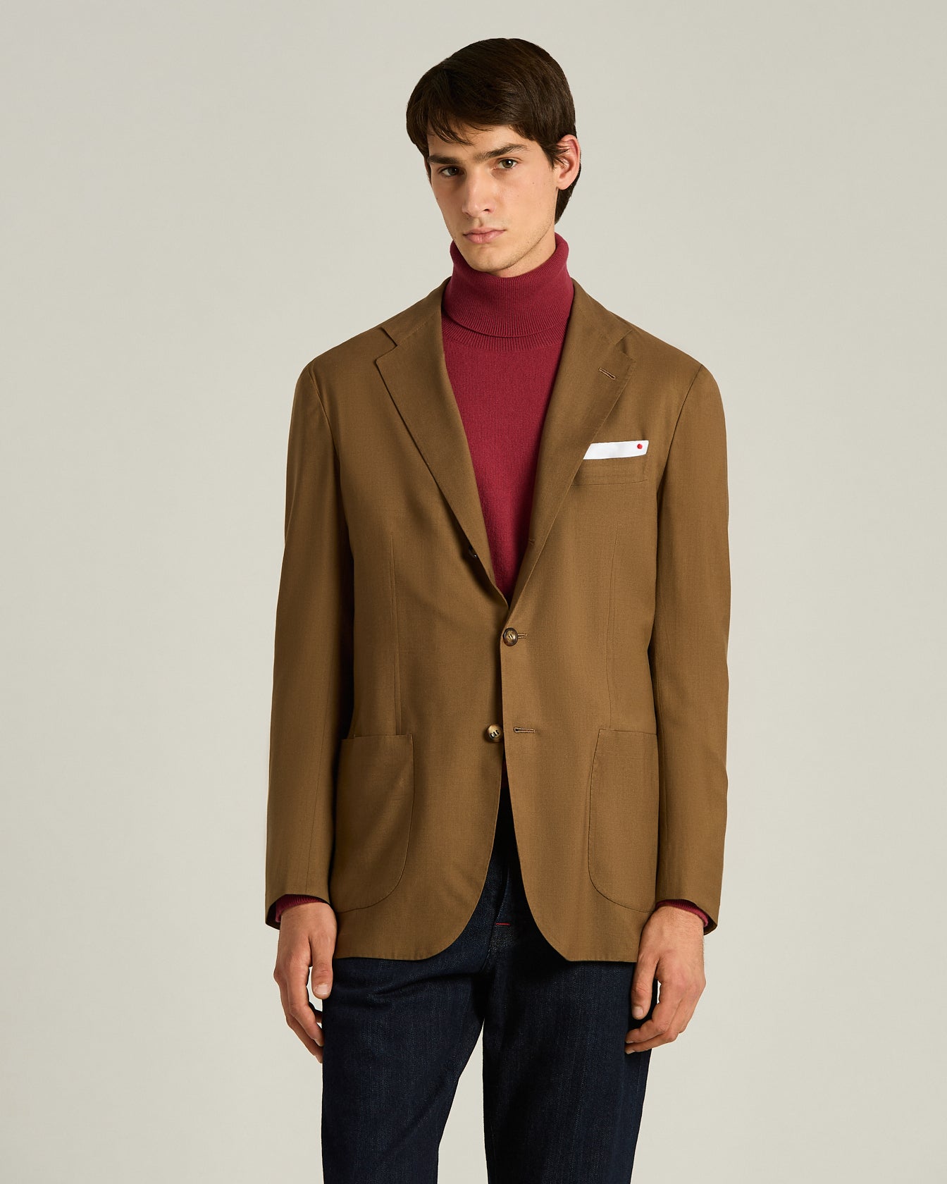 CASHMERE SINGLE-BREASTED JACKET IN BROWN