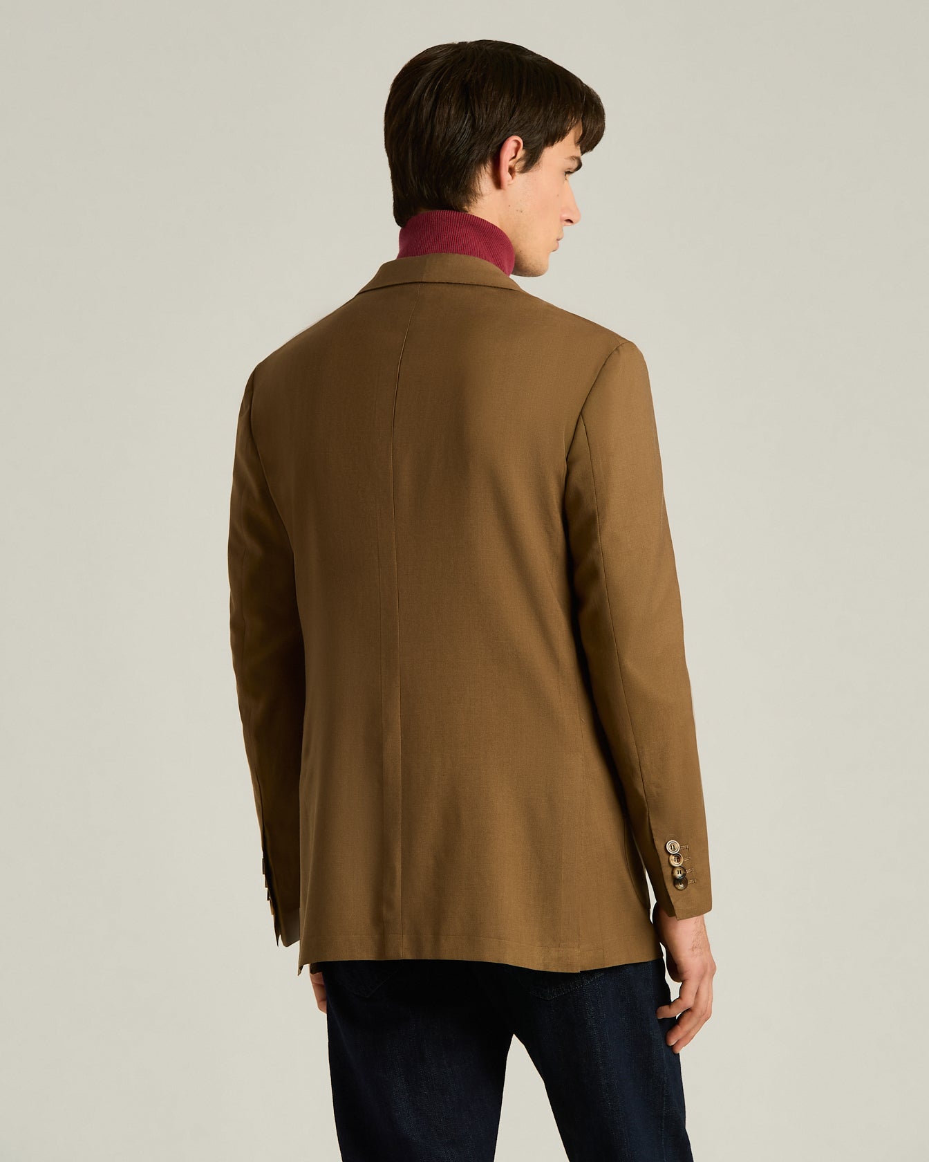 CASHMERE SINGLE-BREASTED JACKET IN BROWN