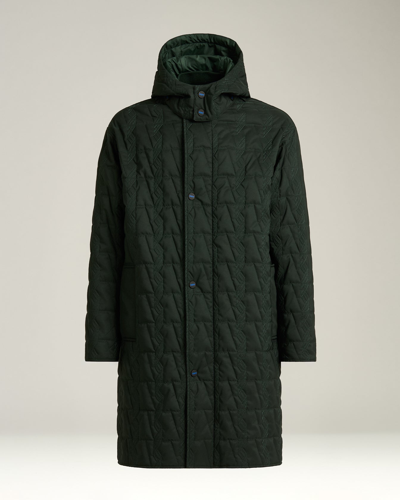 QUILTED TECHNICAL OVERCOAT WITH HOOD