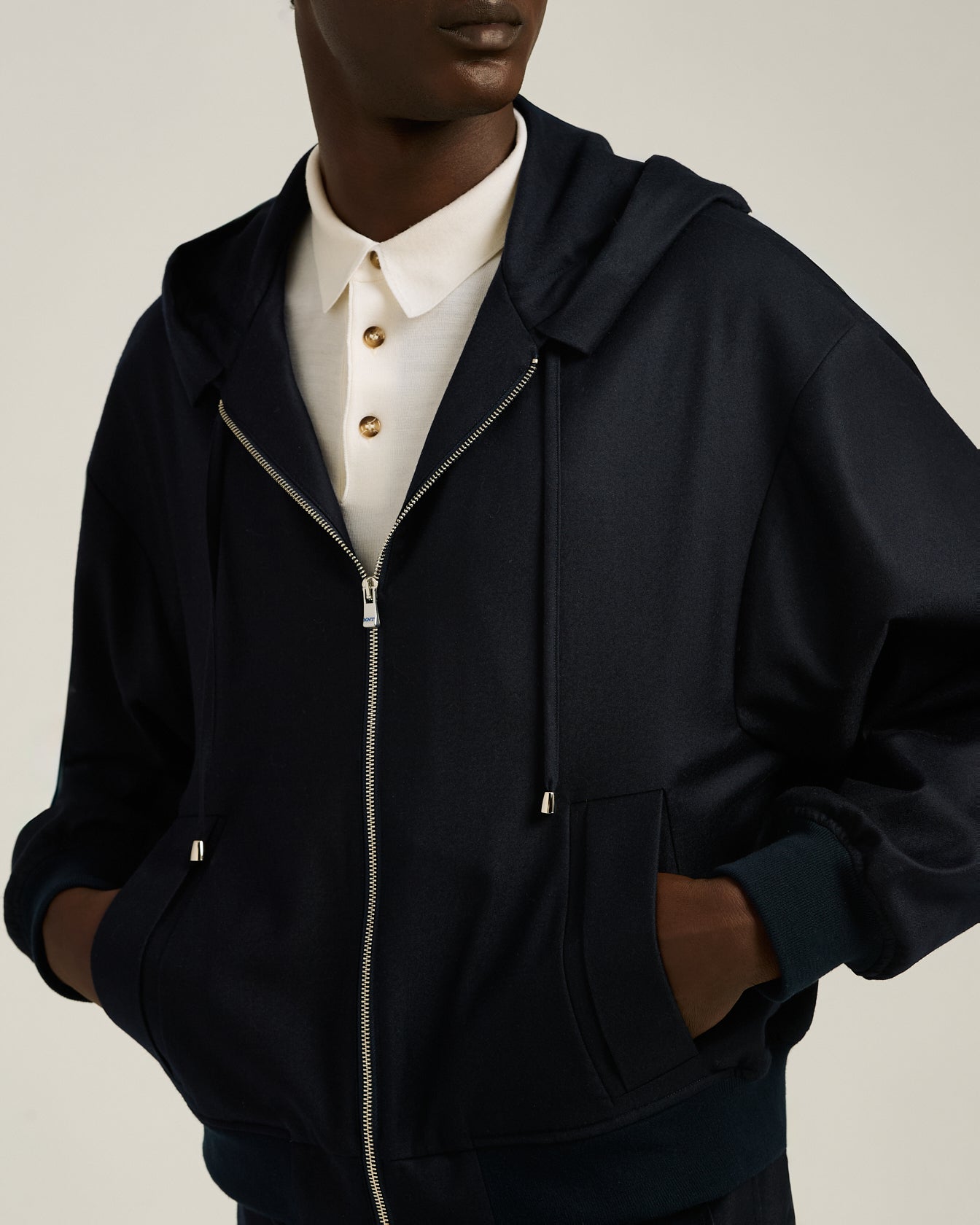 PURE WOOL BOMBER JACKET WITH TWO-WAY ZIP