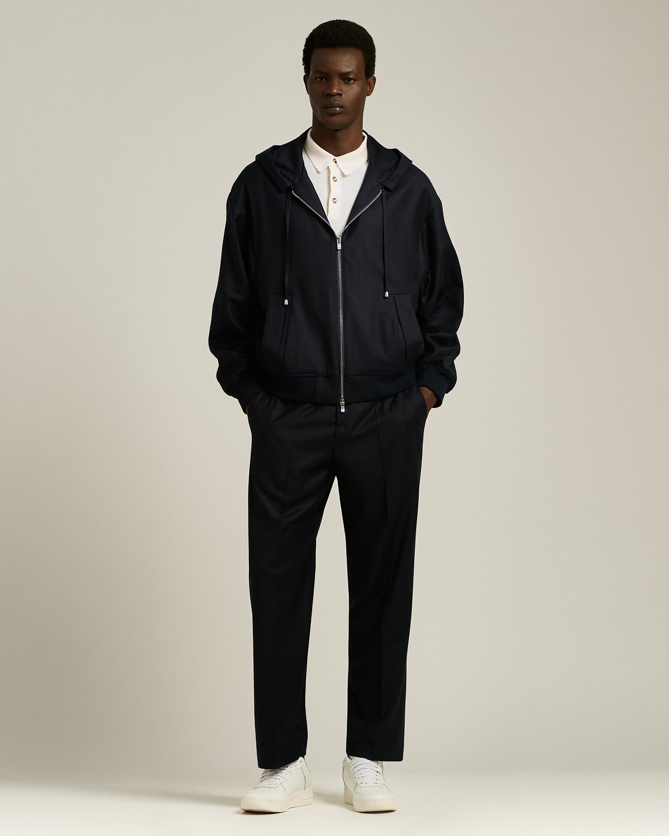 PURE WOOL BOMBER JACKET WITH TWO-WAY ZIP