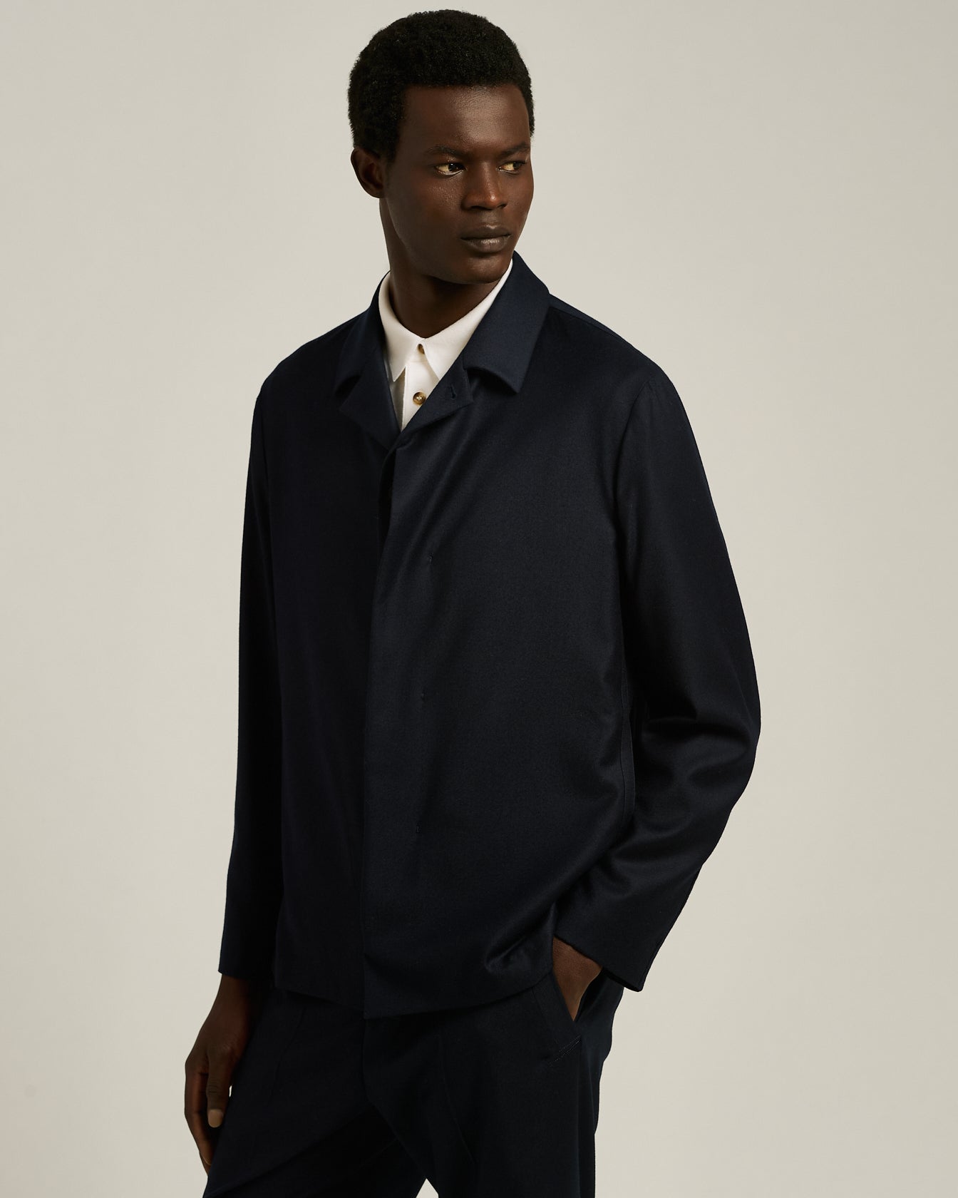 PURE WOOL JACKET WITH CONCEALED FASTENING