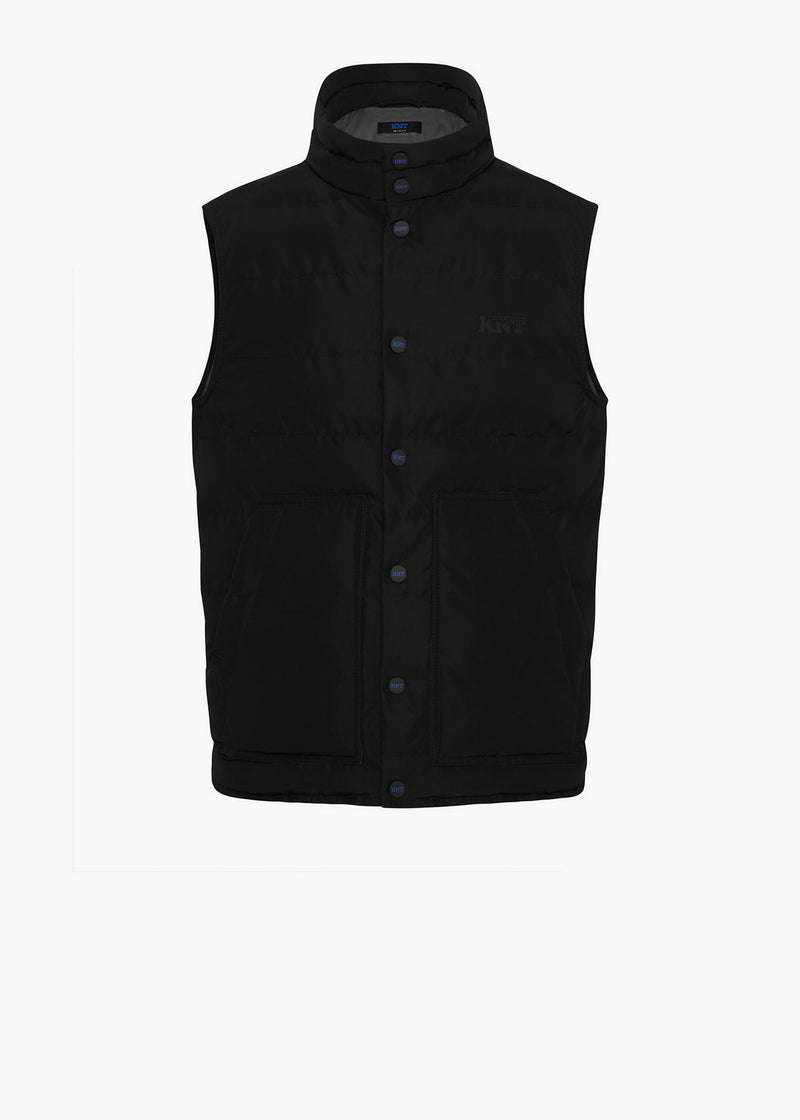 Knt black sleveless blouson in polyester 1