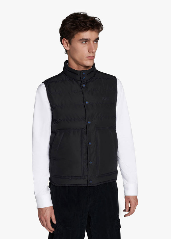 Knt black sleveless blouson in polyester 2