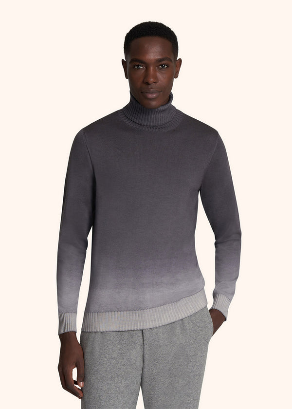 Kiton grey jersey high neck for man, in cashmere 2