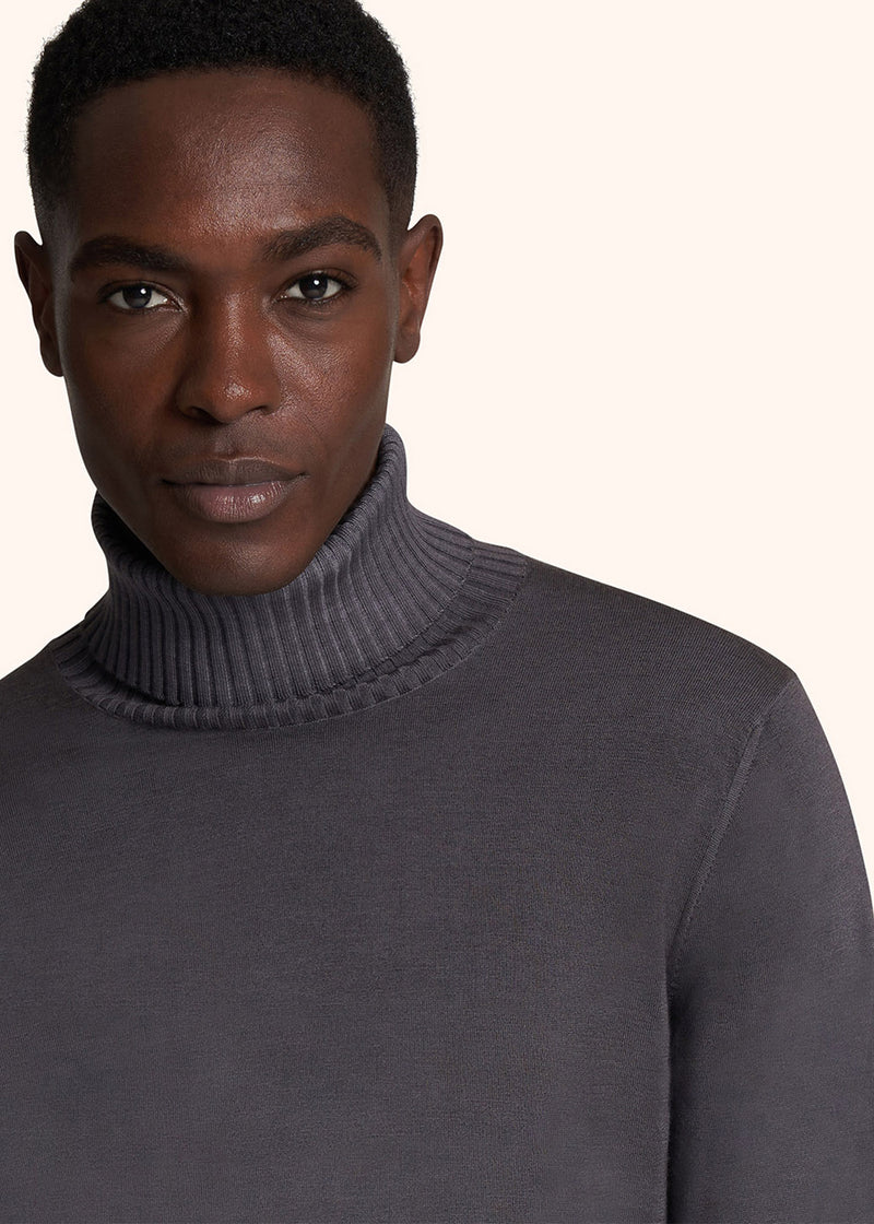 Kiton grey jersey high neck for man, in cashmere 4