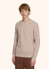 Kiton beige jersey roundneck for man, in cashmere 2