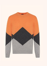 Kiton salmon/dark grey/light grey jersey roundneck for man, in cashmere 1