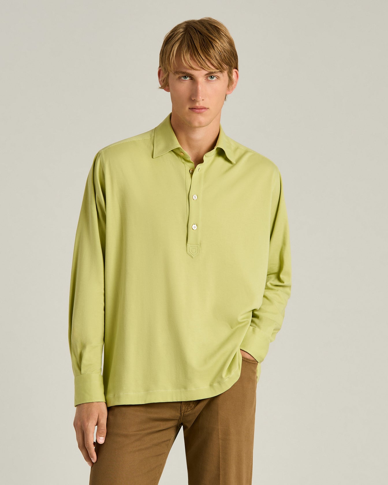 COTTON JERSEY LONG-SLEEVED POLO SHIRT