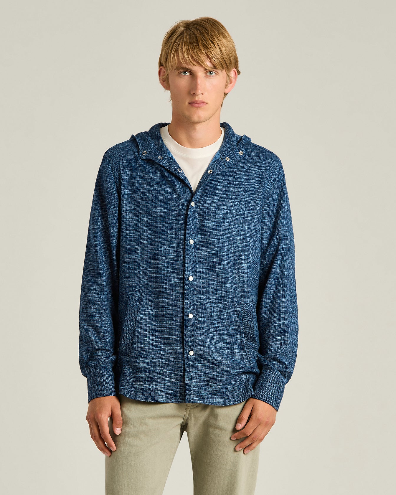 NATURAL FIBRE BLEND HOODED OVERSHIRT