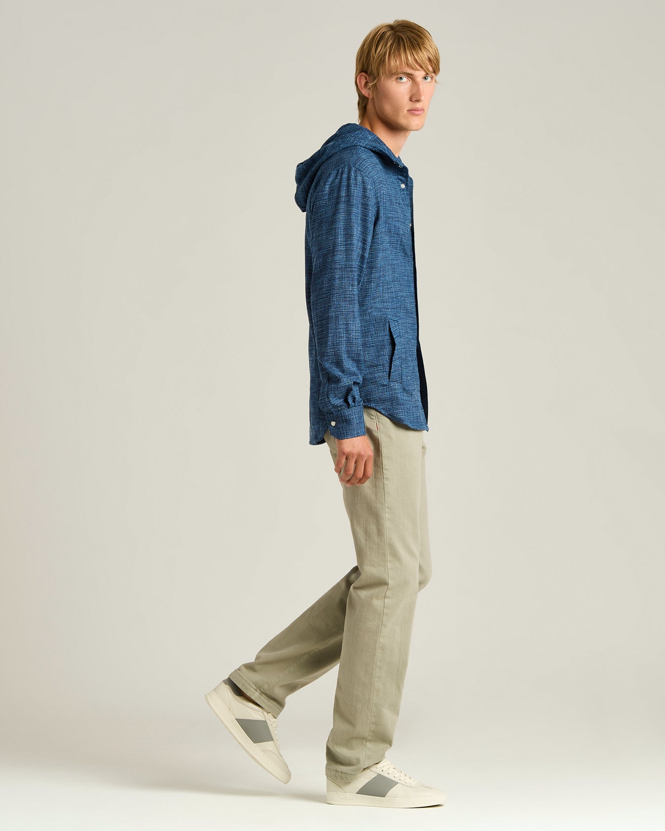 NATURAL FIBRE BLEND HOODED OVERSHIRT