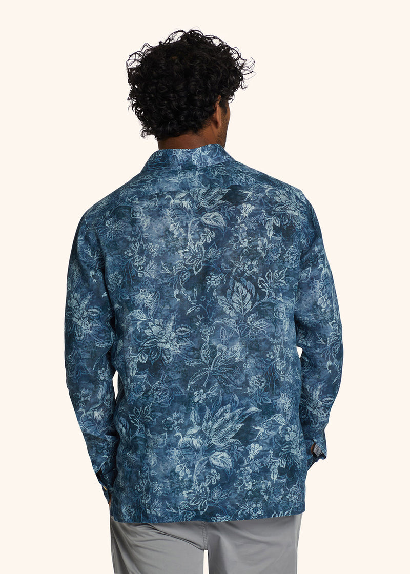 Kiton ink blue positano - shirt for man, in linen 3