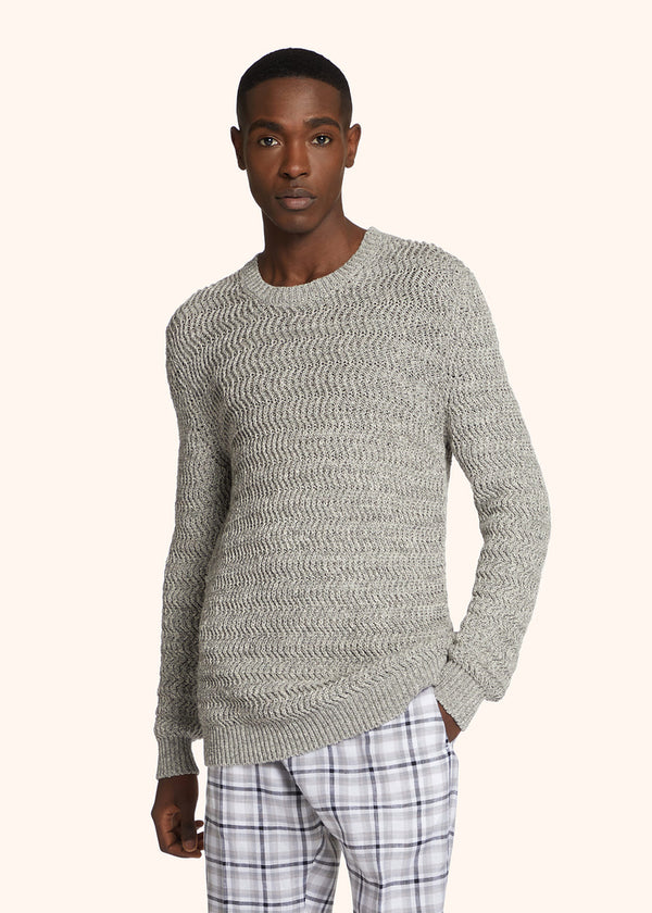 Kiton grey roundneck jersey for man, in cotton 2