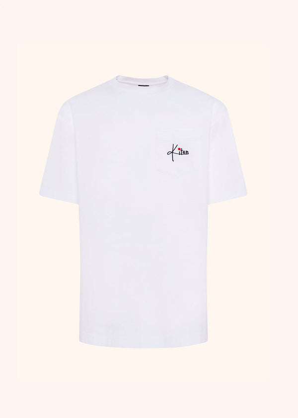 Kiton white t-shirt s/s for man, in cotton 1
