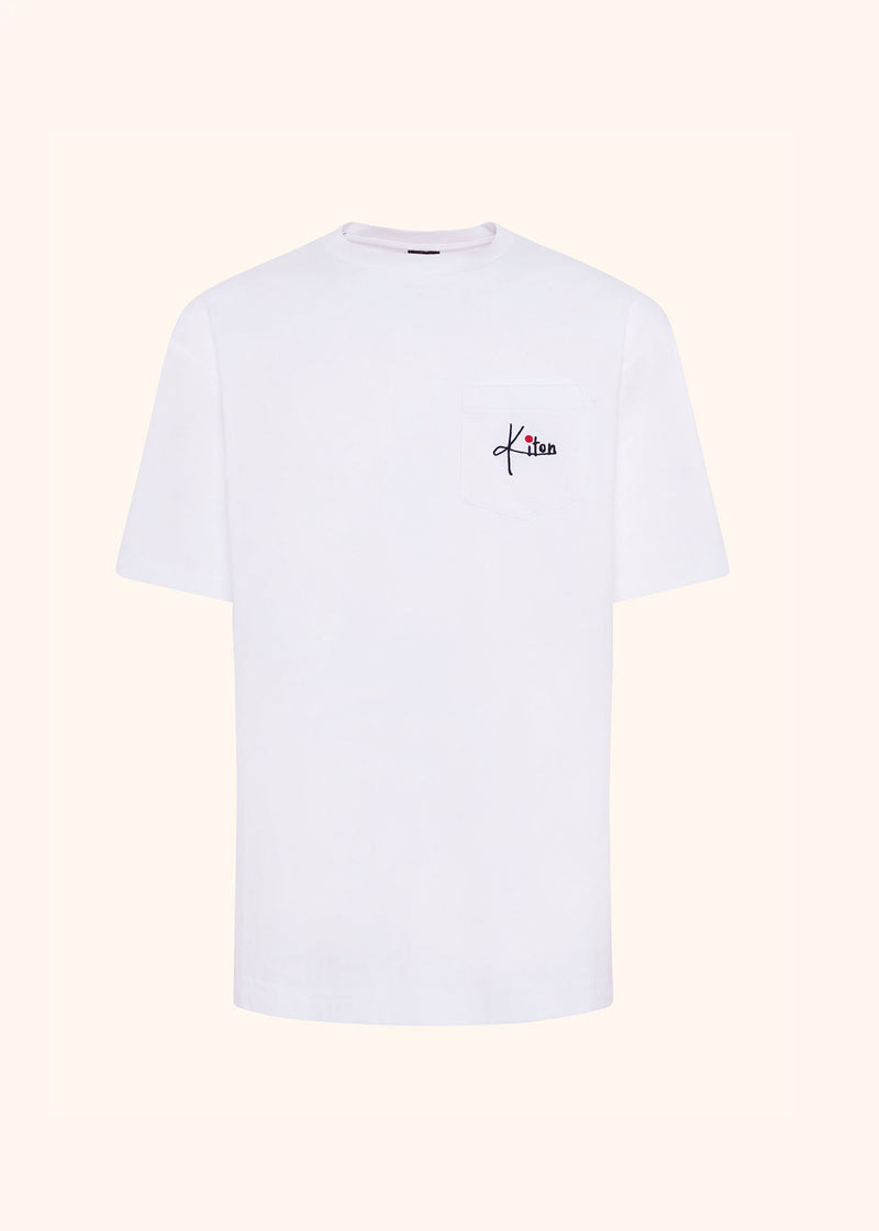 Kiton white t-shirt s/s for man, in cotton 1