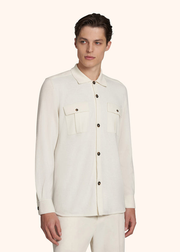 Kiton milkwhite/rope jacket for man, in cashmere 2