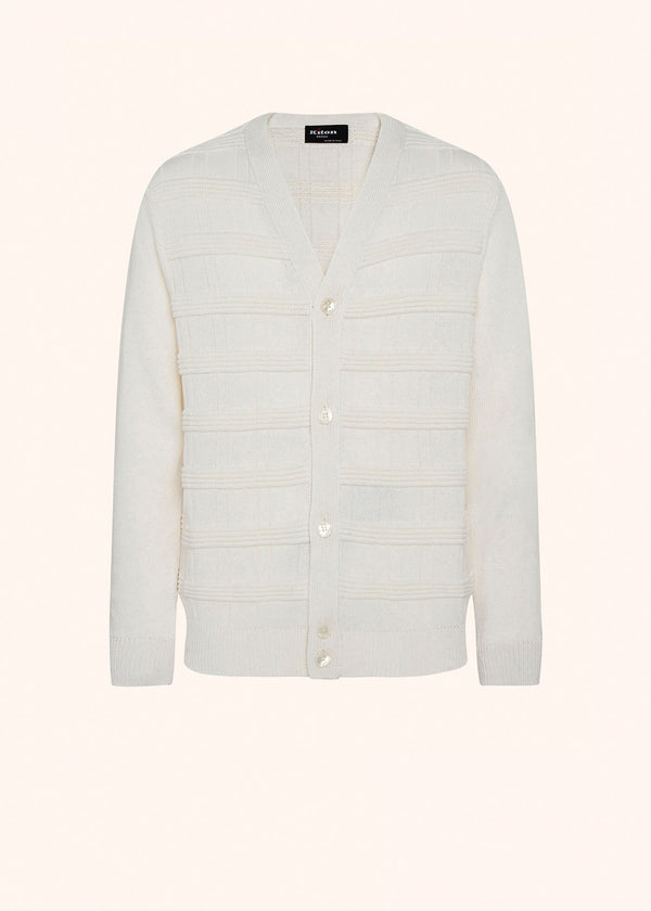 Kiton white sweater for man, in cotton 1