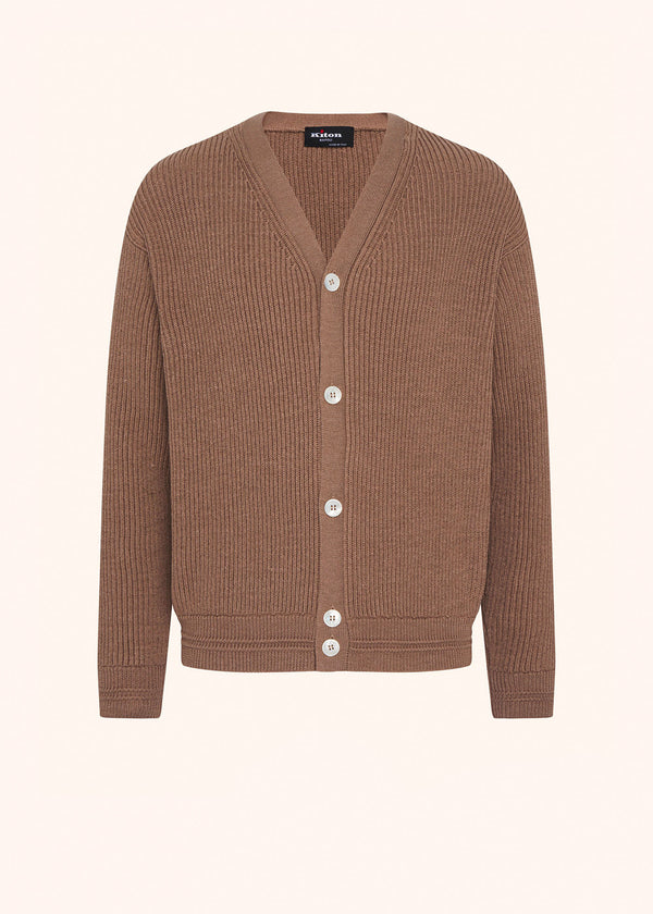 Kiton camel sweater for man, in cotton 1