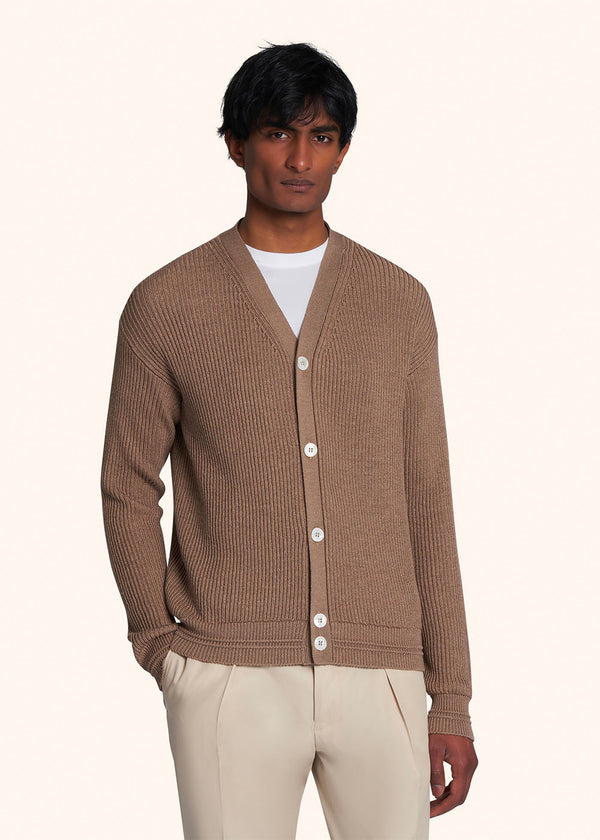 Kiton camel sweater for man, in cotton 2