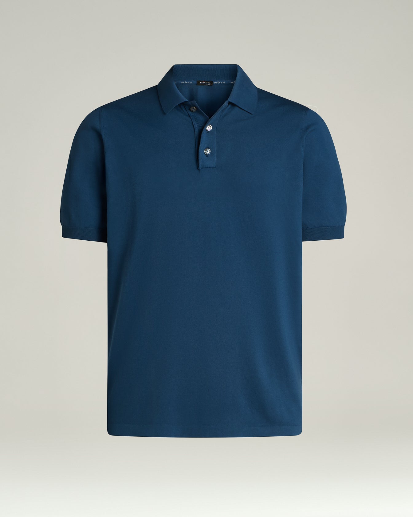 Pure Cotton Blue Polo Shirt Avio with Mother of Pearl Buttons1