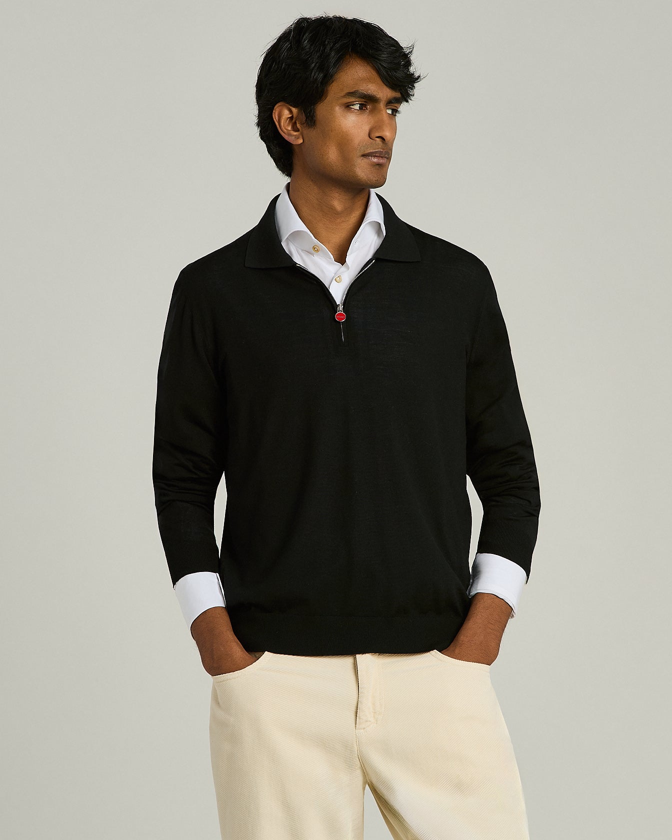 ULTRAFINE WOOL POLO SHIRT WITH ZIP CLOSURE