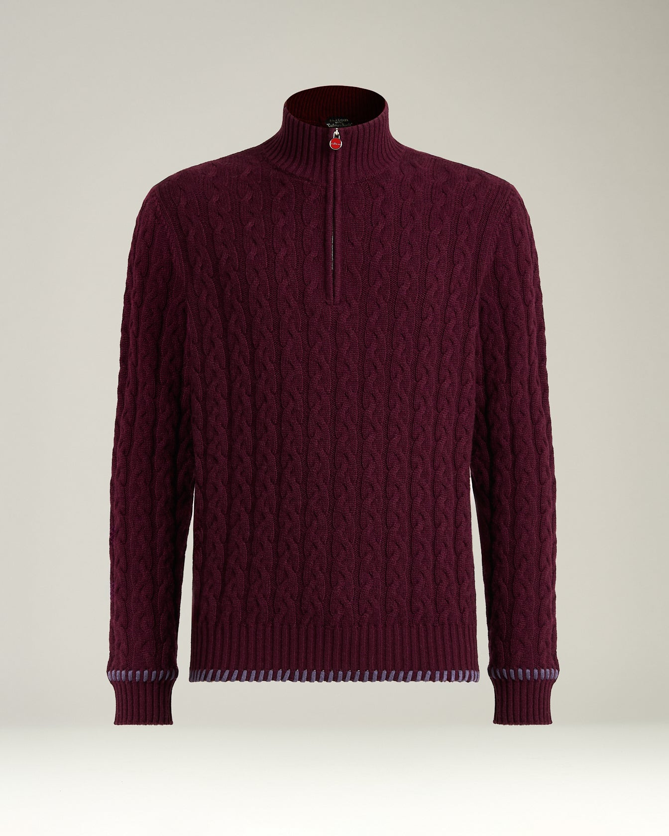 CASHMERE MOCK NECK SWEATER WITH BRAID WORKMANSHIP