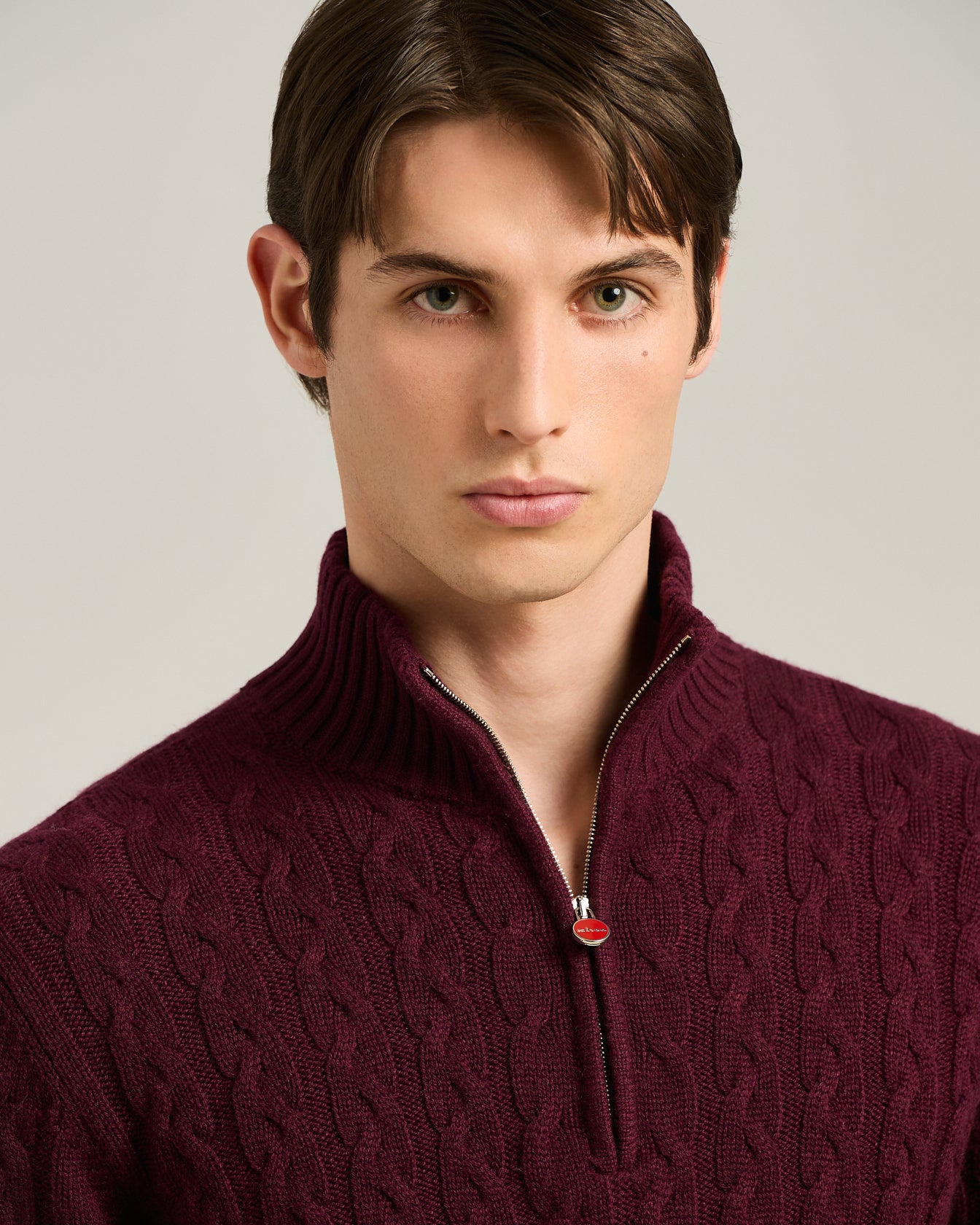 CASHMERE MOCK NECK SWEATER WITH BRAID WORKMANSHIP