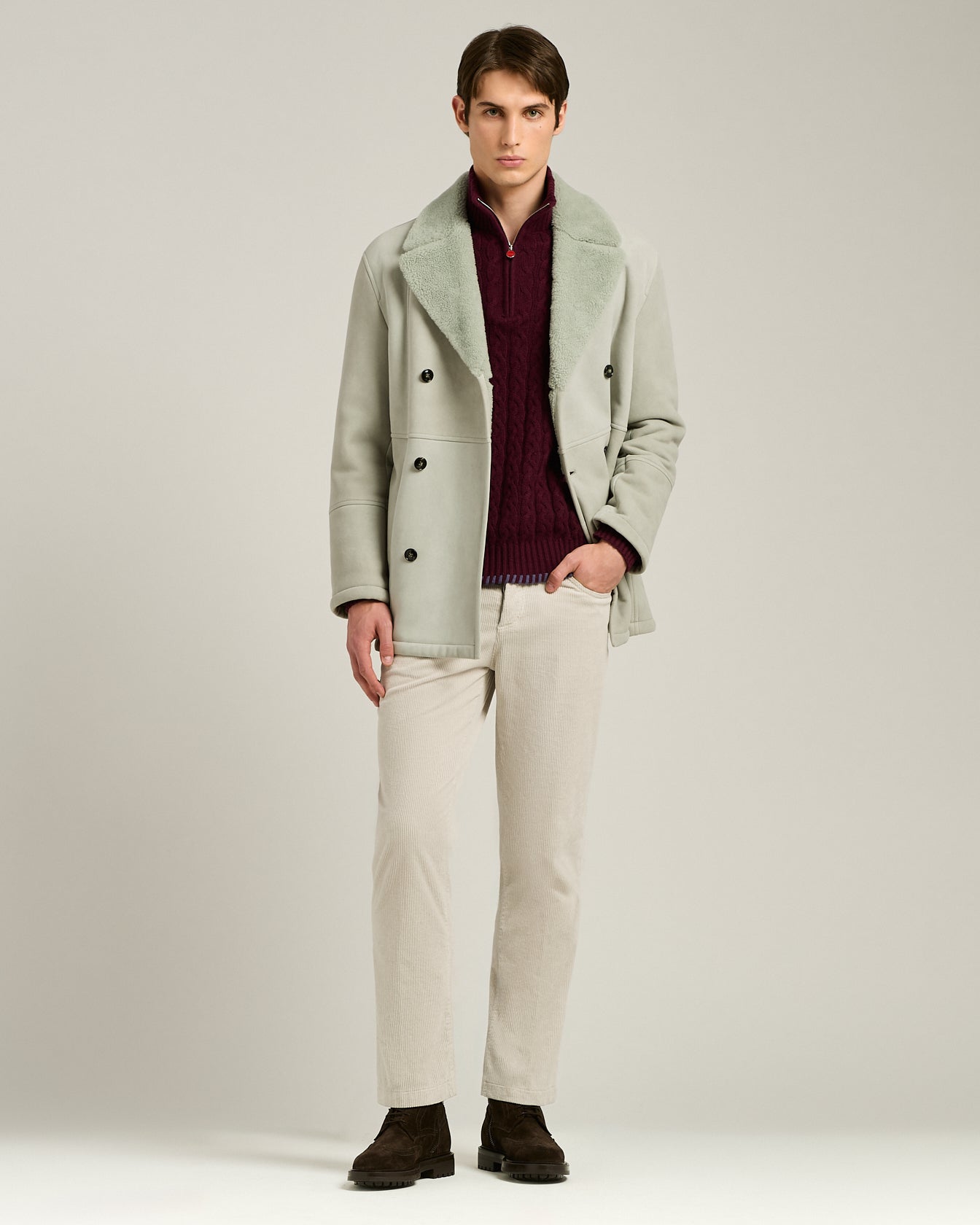 CASHMERE MOCK NECK SWEATER WITH BRAID WORKMANSHIP