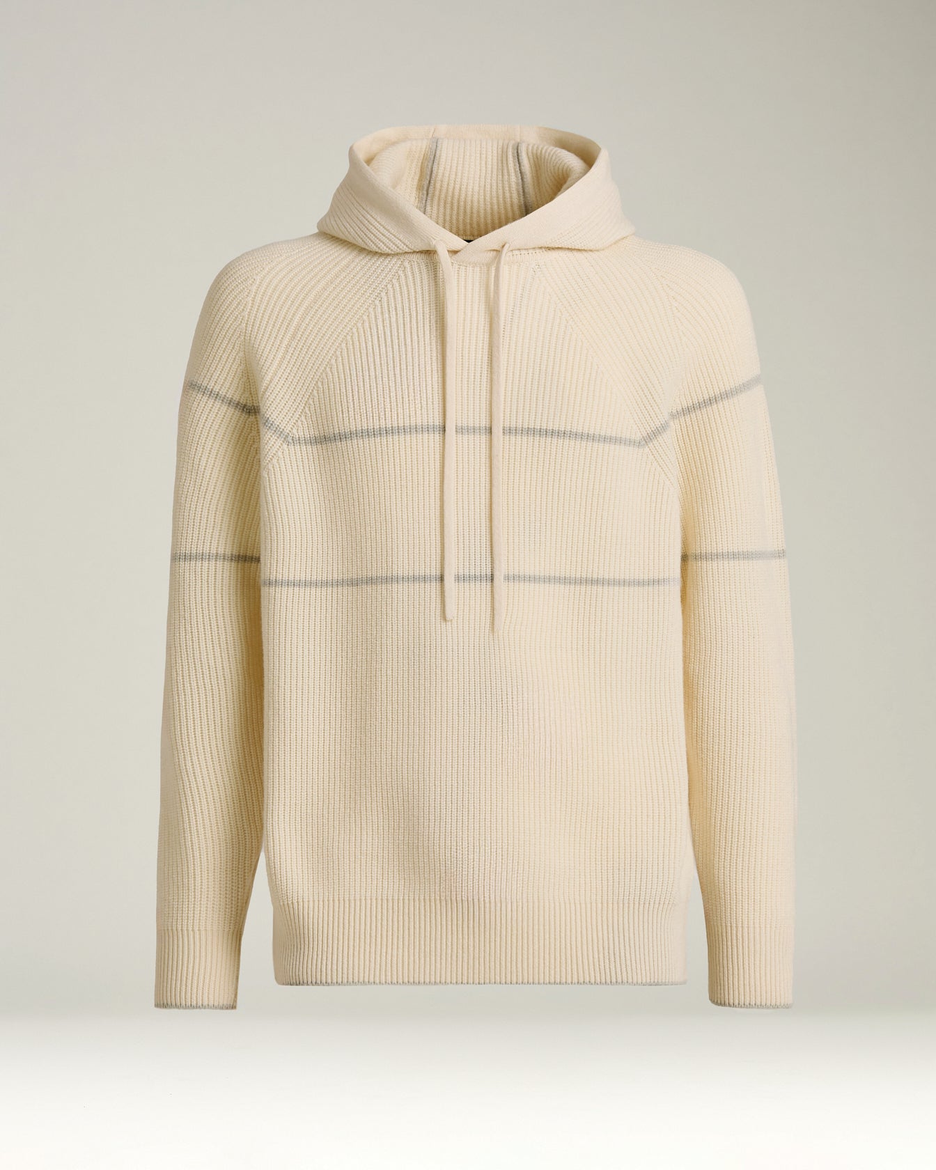PURE CASHMERE RIBBED HOODED SWEATSHIRT