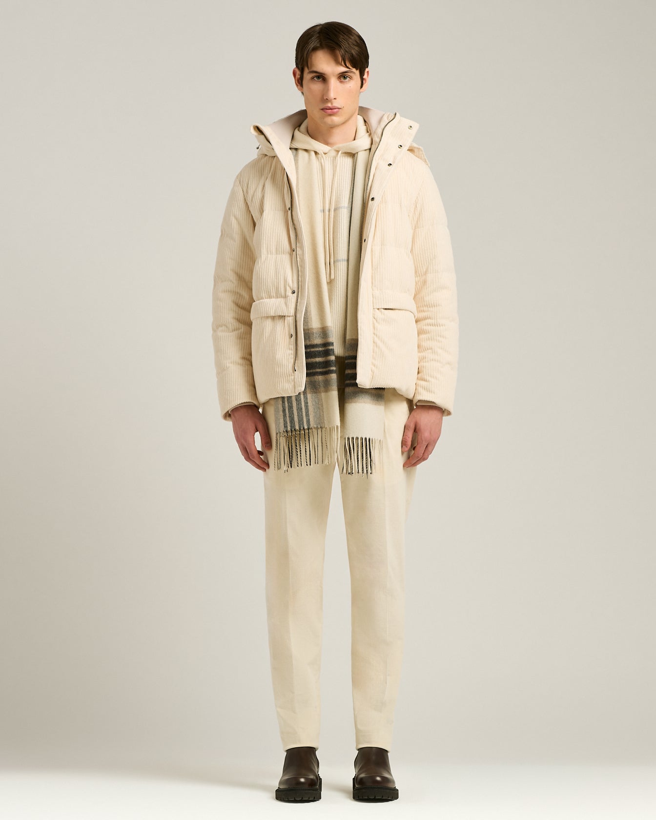 PURE CASHMERE RIBBED HOODED SWEATSHIRT