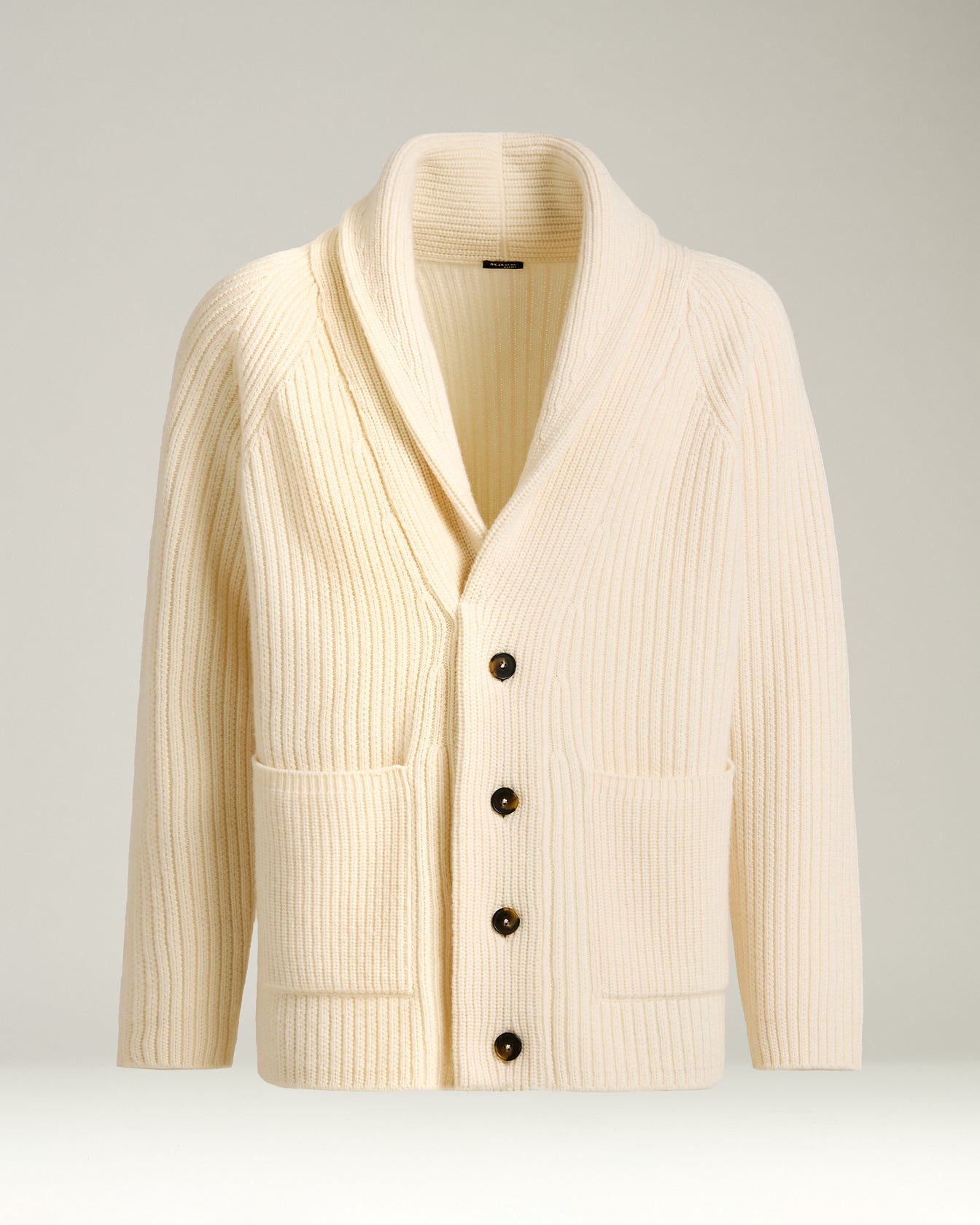 WOOL AND CASHMERE SHAWL COLLAR CARDIGAN