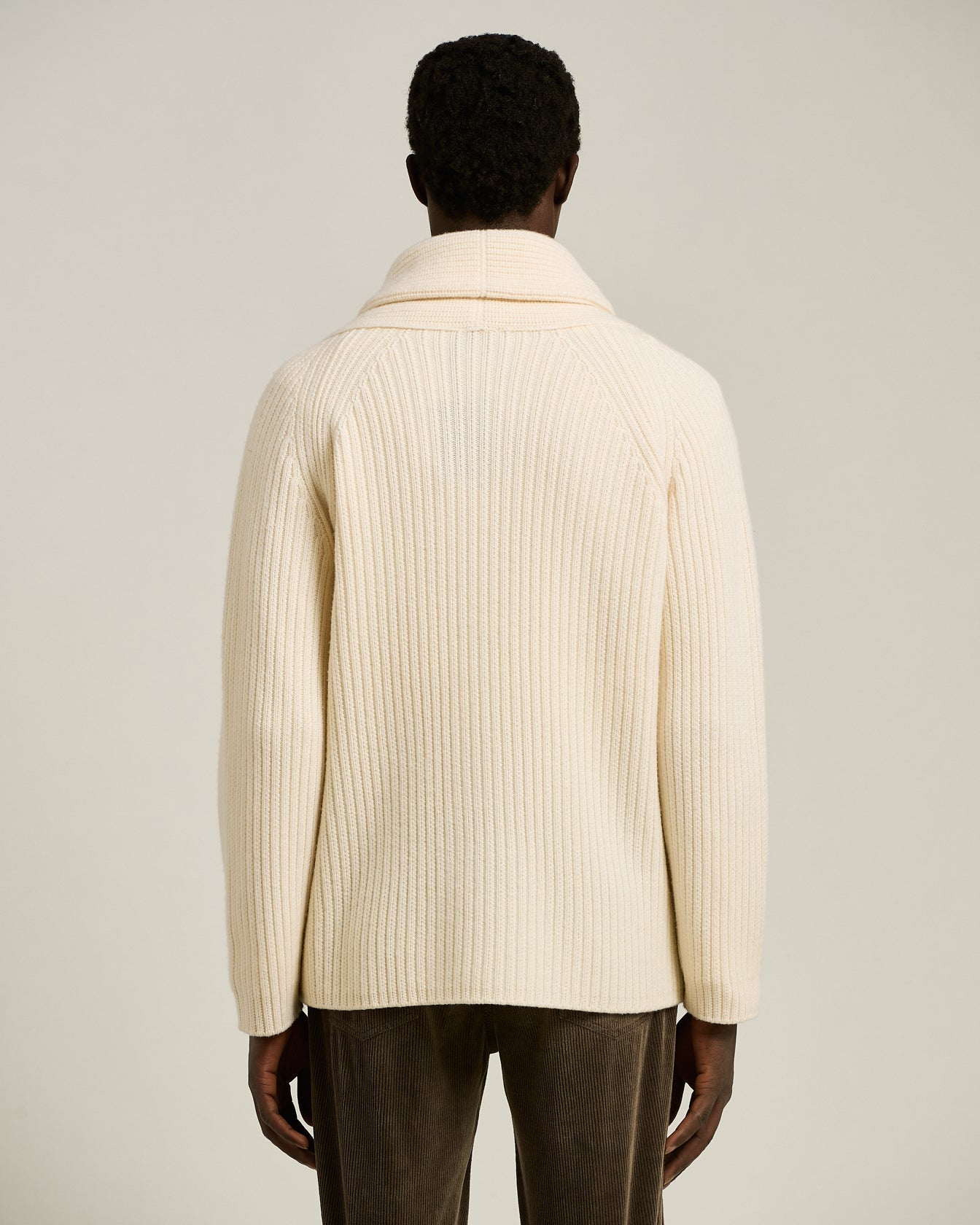 WOOL AND CASHMERE SHAWL COLLAR CARDIGAN