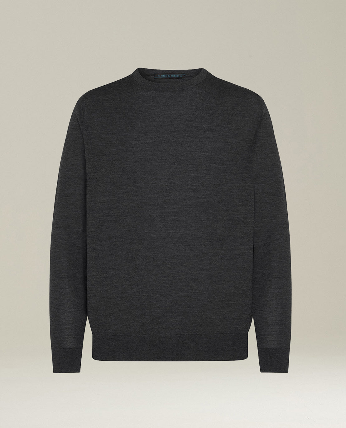 CHARCOAL GREY 14-MICRON WOOL CREW-NECK SWEATER