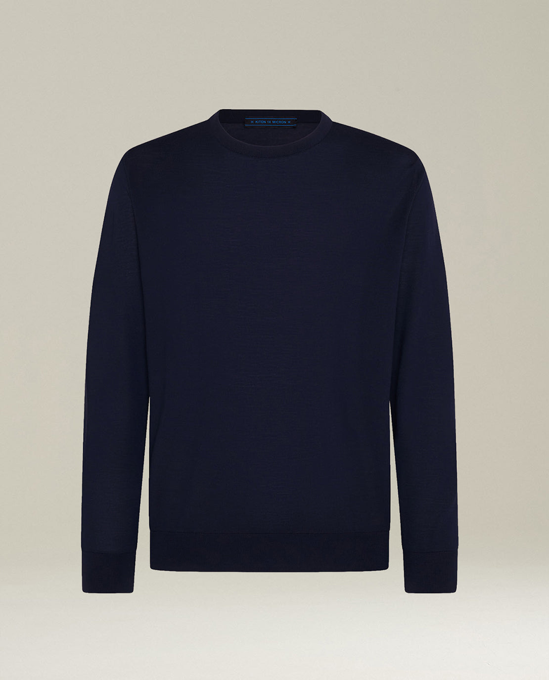 NAVY BLUE 14-MICRON WOOL CREW-NECK SWEATER